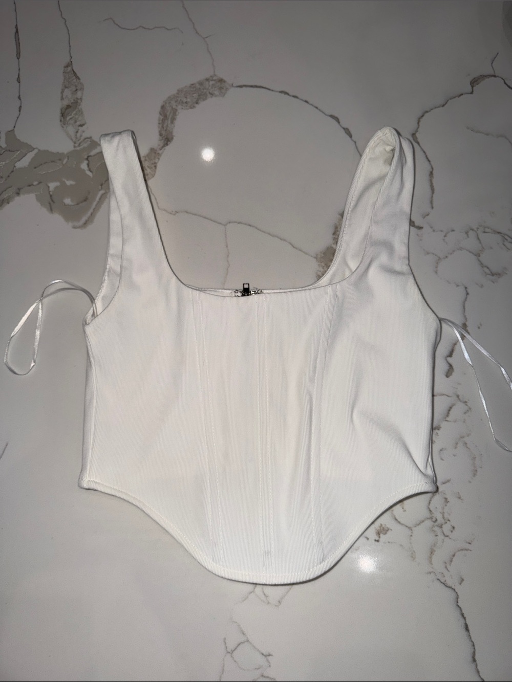 White Corset-Style Square Neck Crop Top - Women
